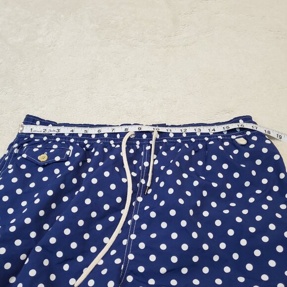 Vintage Polo Ralph Lauren Blue White Polka Dot Swimsuit Swim Trunks Men XXL - Picture 7 of 12